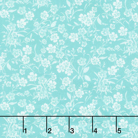 Fabric Market - Tonal Stemmed Florals Lagoon Yardage