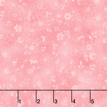 Fabric Market - Tonal Florals Flamingo Yardage