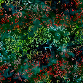 Christmas Cheer - Poinsettias Swirls Emerald Yardage