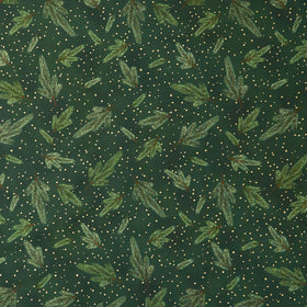 Holiday Flourish - Forest Glen Pine Sprigs Evergreen Metalic Yardage