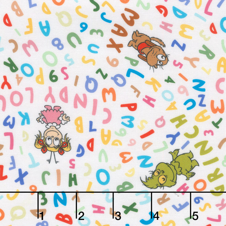 Little Grinch - Tossed Alphabet Grinch Max Cindy Lou Multi Yardage
