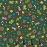Little Grinch - Tossed Christmas Motifs Grinch Max Cindy Lou Green Yardage