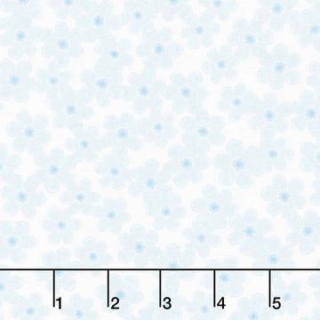 Drift Into Blue - Tossed Small Flowers Cloud Yardage