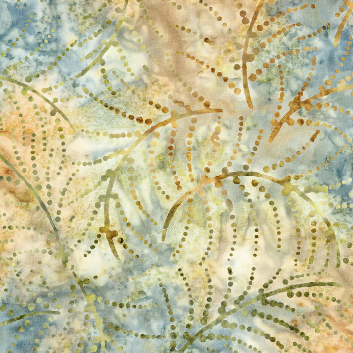 Nature Walk Batik - Dotted Leaves Pewter Yardage