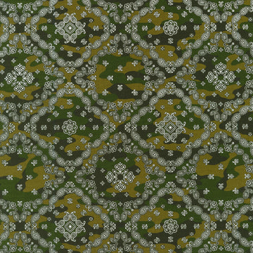 Bandana Poplin - Diagonal Squares Camo Yardage