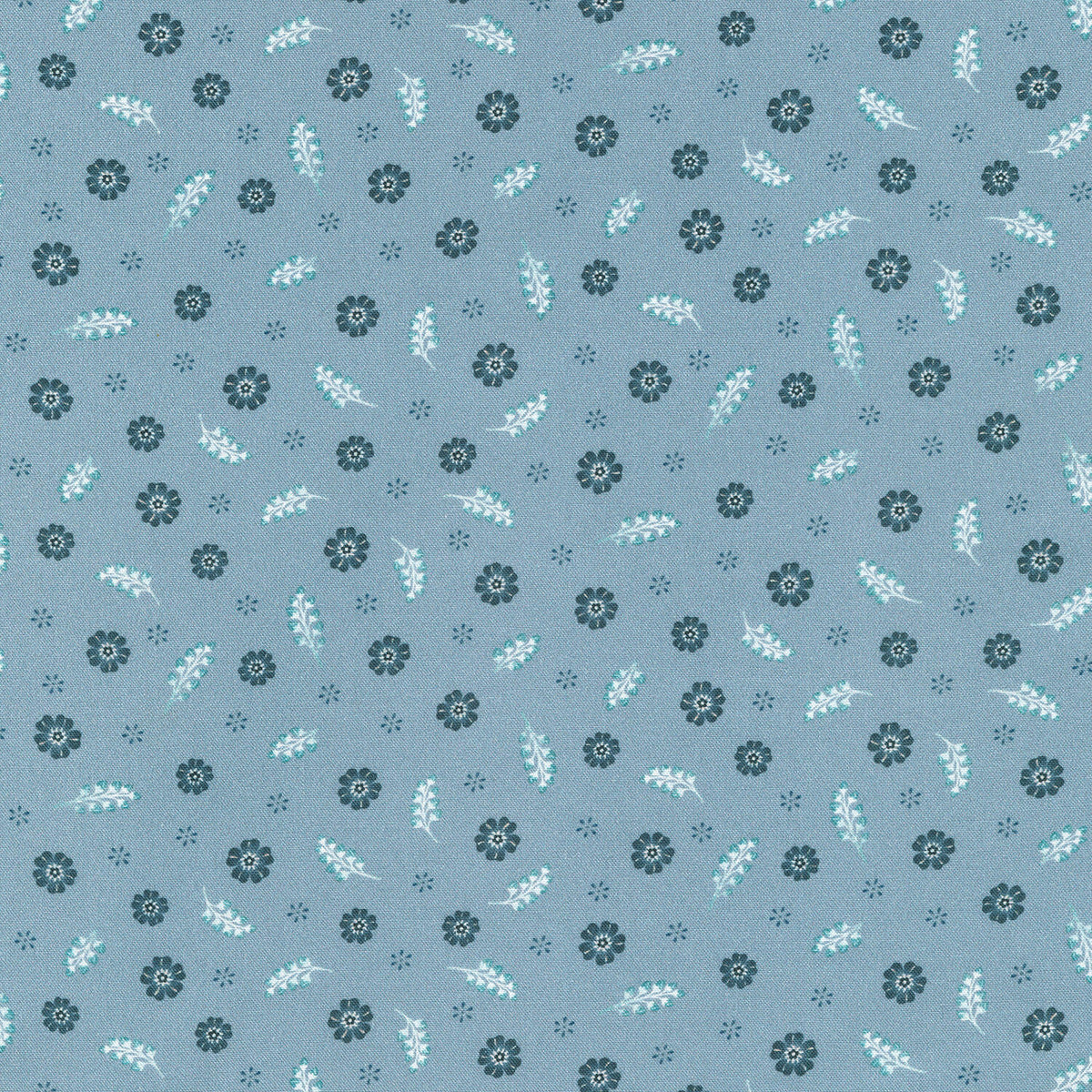 Feathers And Flora - Small Flowers Blue Yardage