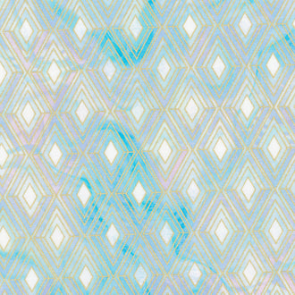 Golden Vibes - Diamond Jewel Aquamarine Metallic Yardage