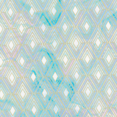 Golden Vibes - Diamond Jewel Aquamarine Metallic Yardage