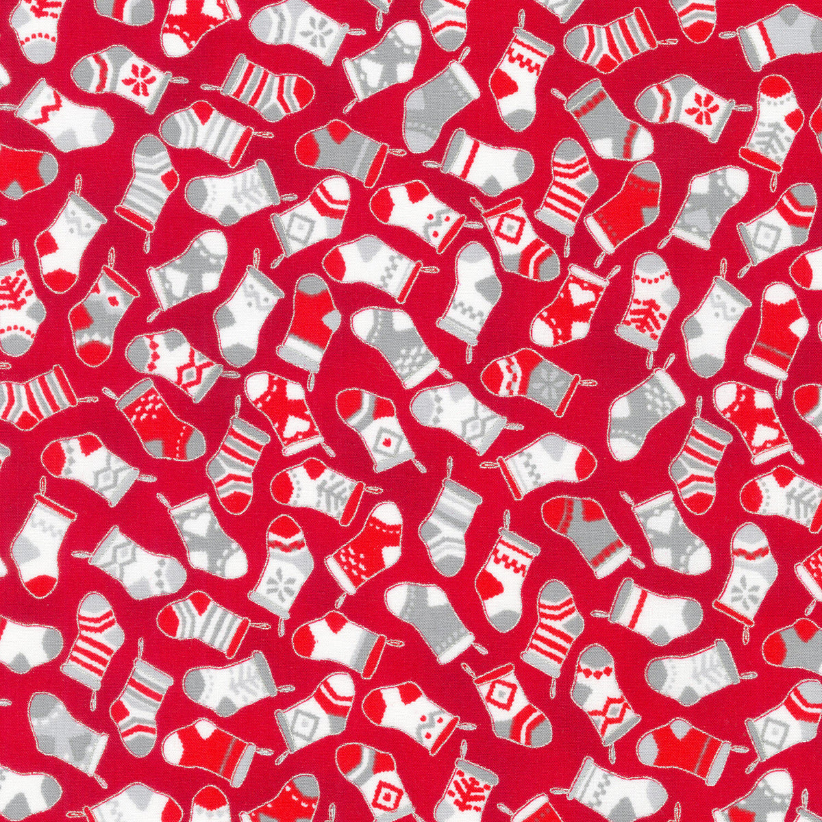 Holiday Charms - Stockings Scarlet Yardage