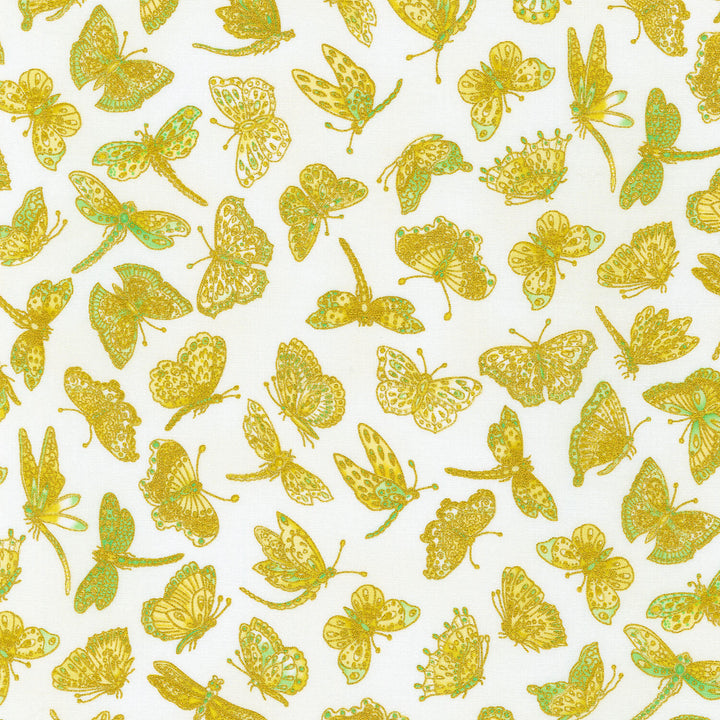 Parvaneh's Butterflies - Butterfly Sunshine Metallic Yardage