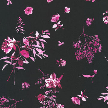 Peony Love - Flowers Black Yardage
