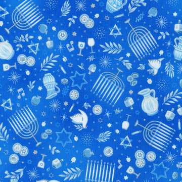 Stars Of Light - Hanukkah Blue Yardage