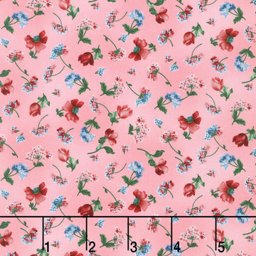 Softly - Tossed Flowers Blush Yardage