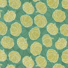 Sweet Pumpkin Spice - Pumpkins Eucalyptus Metallic Yardage