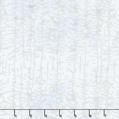 Winter Theme Batiks - Trees Gray Metallic Yardage