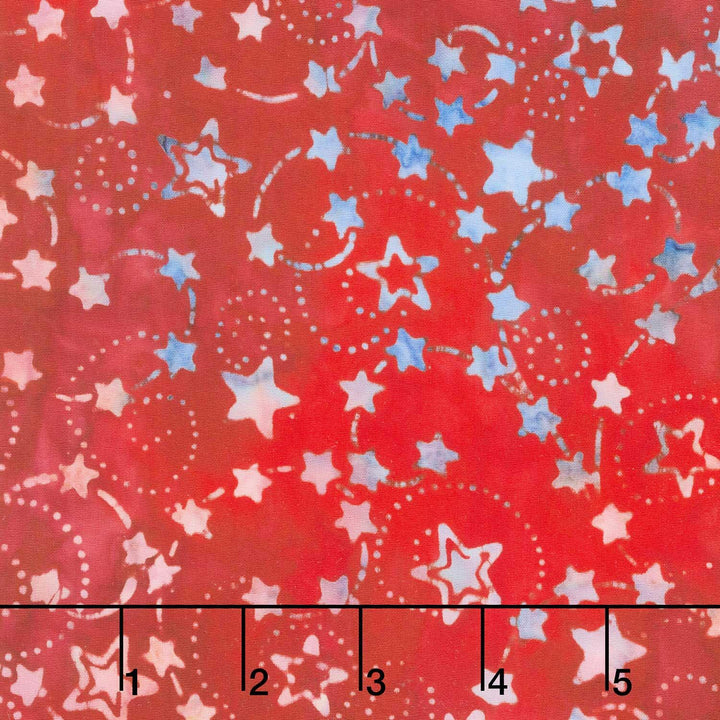 Artisan Batiks - Star Spangled Stars, Swirls Special Red Yardage