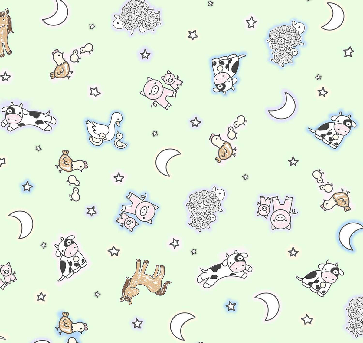 Quilting Cuddle Prints - Goodnight Farm Sleepy Farm Pastel Yardage