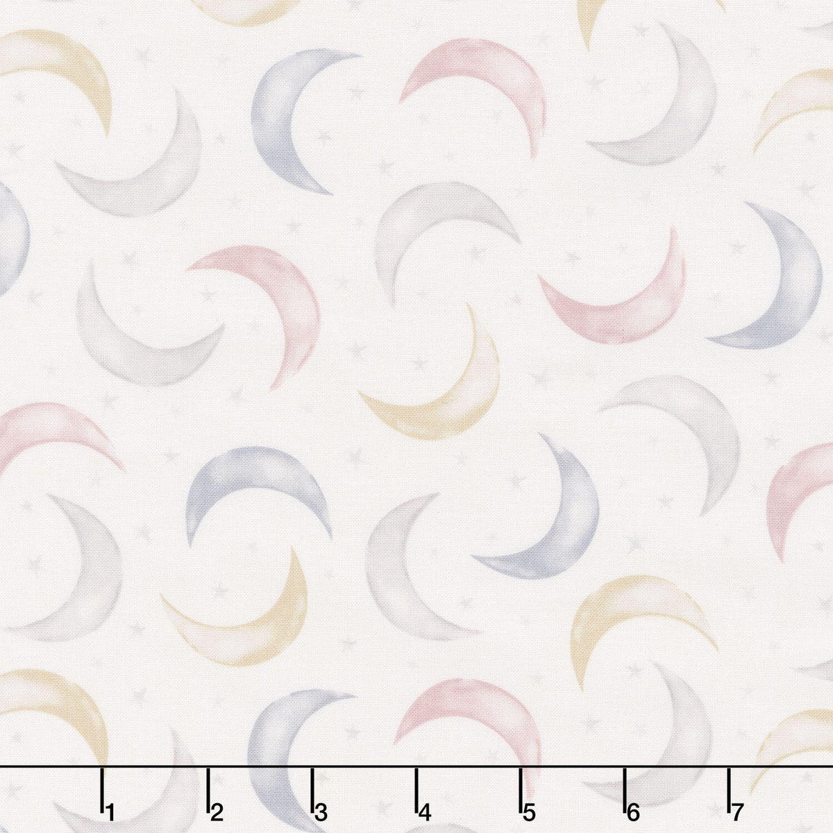 Sleepy Teddy - Moon and Stars White Multi Yardage