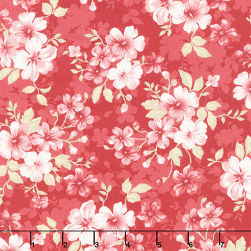 Elizabeth - Floral Bouquet Toss Pomegranate Yardage