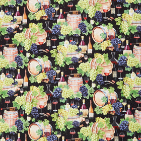 Novelty - Vintage Wine Cellar Black Yardage