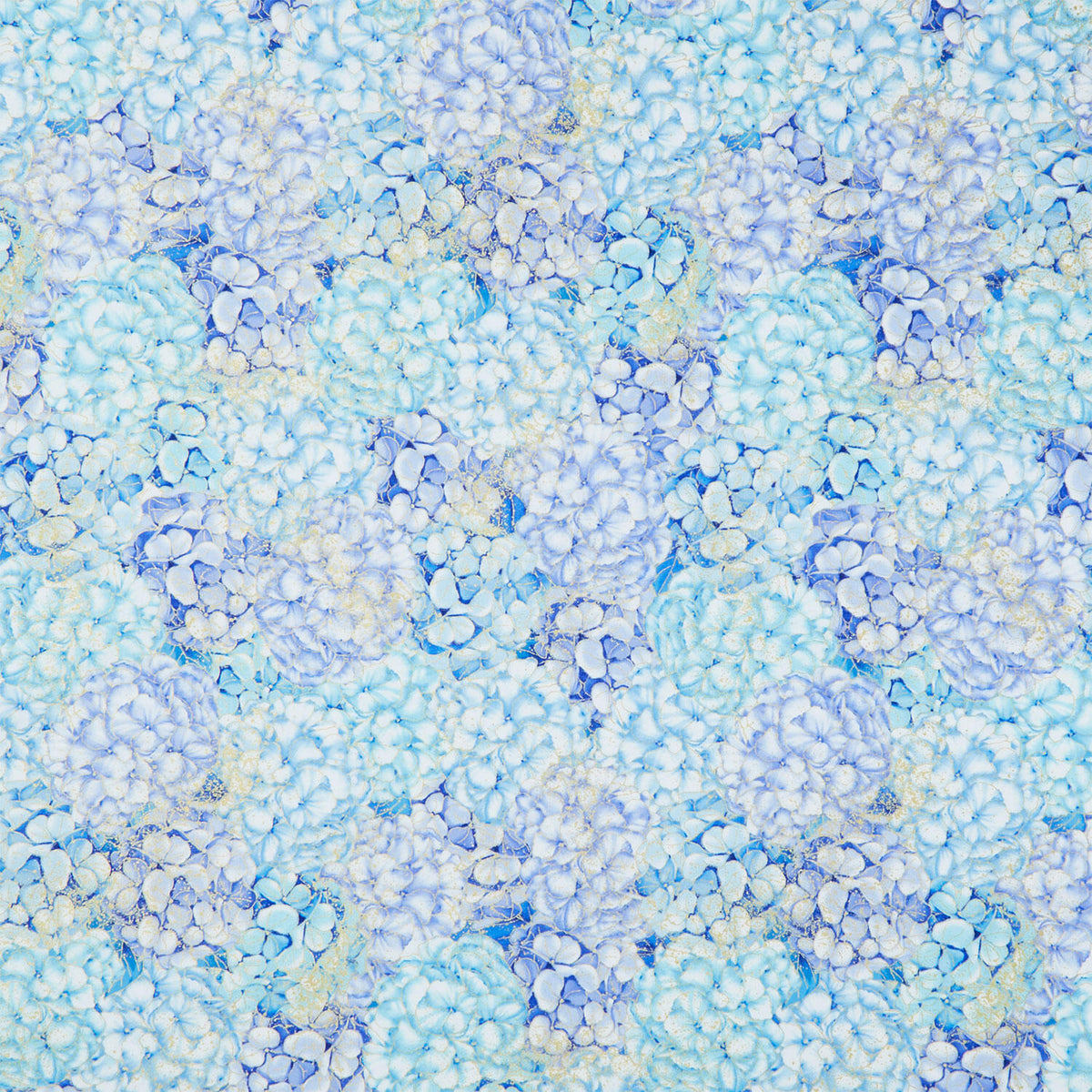 Escapade - Packed Hydrangea Blue Metallic Yardage