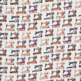 Happy Place - Floral Sewing Machines Ecru Yardage