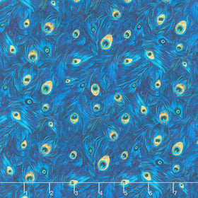 Wild Beauty - Packed Peacock Plumes Royal Yardage