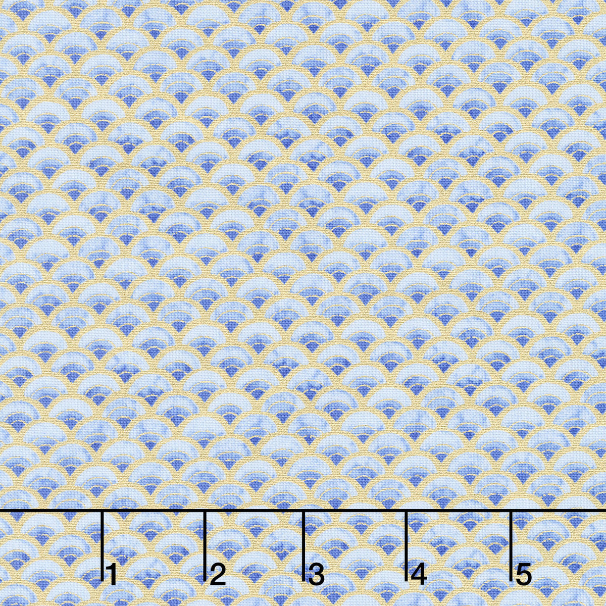 Moonlight - Asian Scallop Blue Metallic Yardage