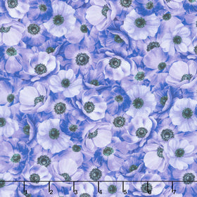 Meadow Bloom - Packed Anemones Purple Digitally Printed Yardage