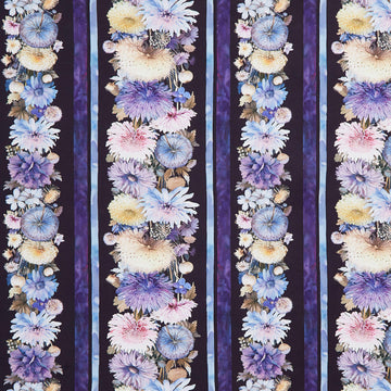 Mystic Meadow - Floral 11" Stripes Purple Digitally Printed Yardage