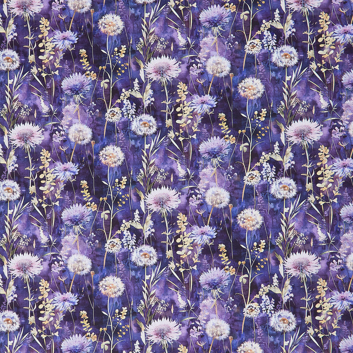 Mystic Meadow - Night Floral Field Iris Digitally Printed Yardage