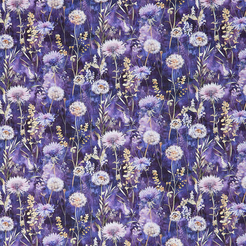 Mystic Meadow - Night Floral Field Iris Digitally Printed Yardage