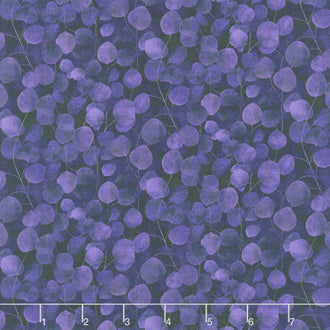 Mystic Meadow - Packed Leaves Violet Digitally Printed Yardage