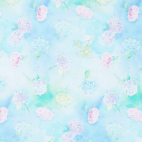 Dream - Tossed Hydrangeas Sky Digitally Printed Yardage