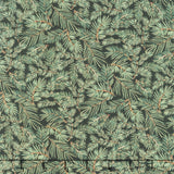 Merry Christmas - Packed Pine Needles Green Metallic Yardage