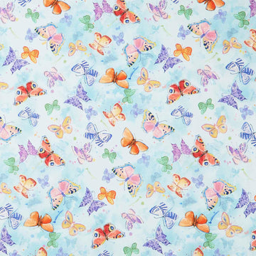 Love Spell - Tossed Butterflies Sky Digitally Printed Yardage