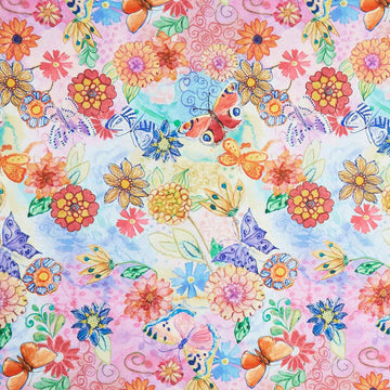 Love Spell - Watercolor Butterfly Floral Multi Digitally Printed Yardage