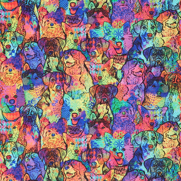 Dogs - Comic Dog Collage Bright Yardage