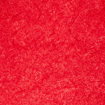 Tonga Batiks - Geranium Curling Leave Vines Scarlet Yardage