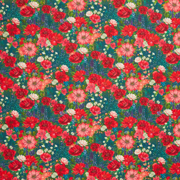 Wild Garden - Teal Packed Floral Yardage