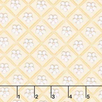 Sweet Honey Bee - Floral Grid Yellow Yardage