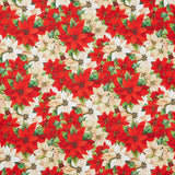Poinsettia Radiance - Packed Poinsettia Cream Red Yardage