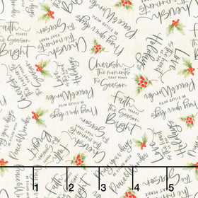 Poinsettia Radiance - Word Toss Cream Yardage