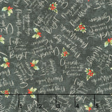Poinsettia Radiance - Word Toss Black Yardage