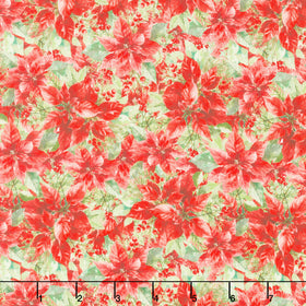 Feathered Festivities - Packed Poinsettias Multi Yardage