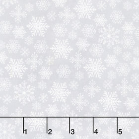 Feathered Festivities - Snowflakes Gray White Yardage