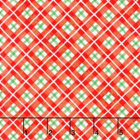Feathered Festivities - Plaid Red Yardage