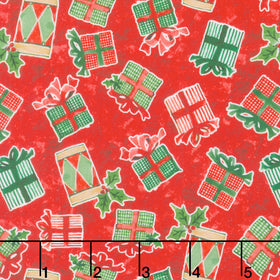 Snowy Greetings - Present Toss Red Yardage