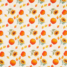 Harvest Delight - Sunflowers & Pumpkins Cream Yardage