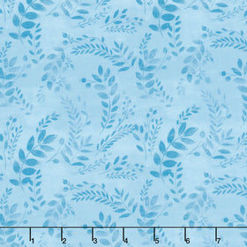 Harvest Delight - Tonal Leaves Blue Yardage